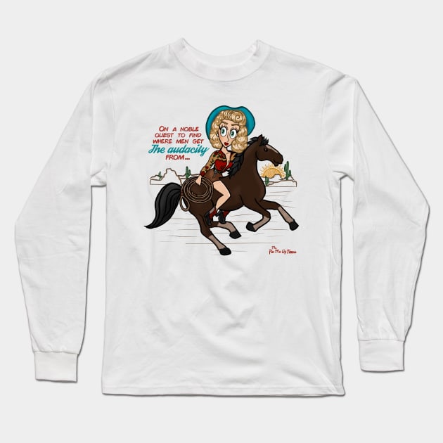 “On a quest” cowgirl pin up Long Sleeve T-Shirt by The Pin Me Up Toons